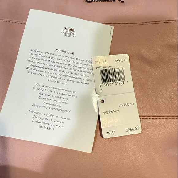 Coach Blush Pink Leather Hobo Bag - Picture 5 of 5